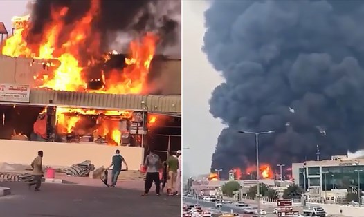 Hiện trường vụ cháy chợ ở UAE ngày 5.8. Ảnh: Twitter/RT