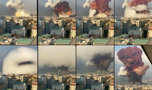 Vụ nổ kinh hoàng ở cảng Beirut hôm 4.8. Ảnh: AFP
