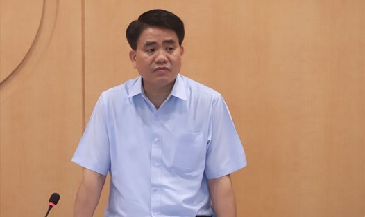 Chủ tịch UBND thành phố Hà Nội Nguyễn Đức Chung tại cuộc họp chiều 6.8. Ảnh: Trần Thường