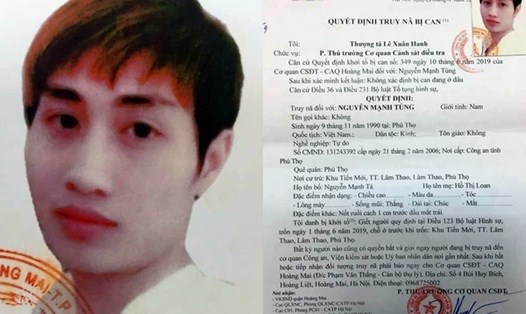Nguyễn Mạnh Tùng bị truy nã tội danh Giết người. Ảnh cơ quan công an.