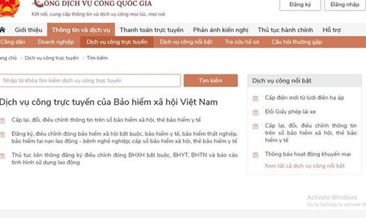 Bảo hiểm xã hội Việt Nam triển khai các dịch vụ công trực tuyến về BHXH, BHYT trên Cổng Dịch vụ công Quốc gia. Ảnh: B.H