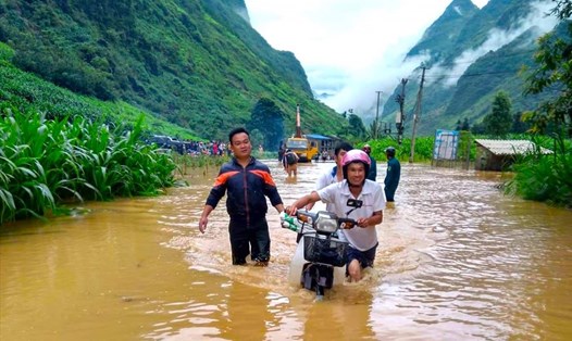 Mưa lớn từ ngày 10-11.9.2020 gây ngập lụt tại huyện Mèo Vạc (Hà Giang). Ảnh: Văn Thắng