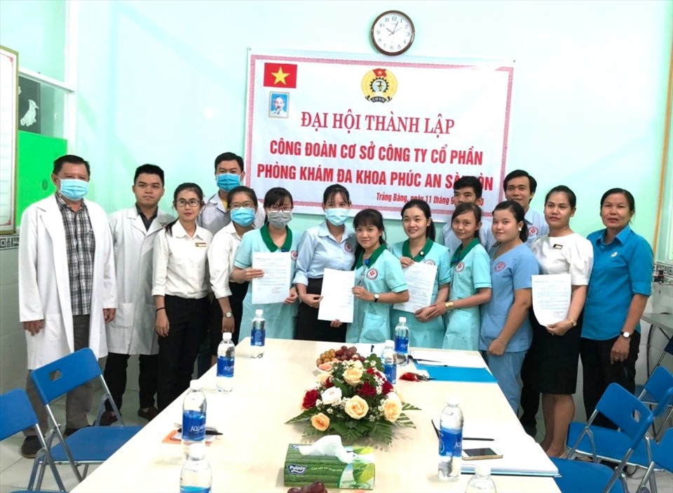Đại hội thành lập Công đoàn cơ sở Công ty cổ phần Phòng khám đa khoa Phúc An Sài Gòn. Ảnh LĐLĐ Tây Ninh