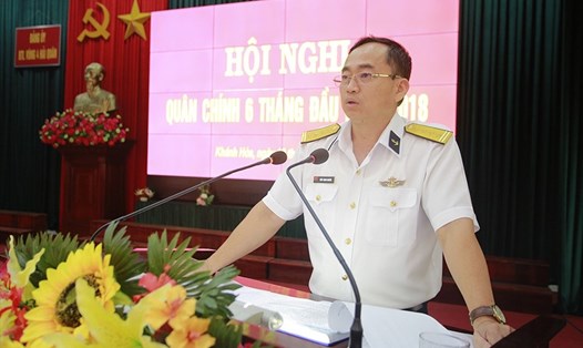 Chuẩn Đô đốc Trần Thanh Nghiêm, phụ trách Tư lệnh Quân chủng Hải quân được bổ nhiệm giữ chức Tư lệnh Quân chủng Hải quân, Bộ Quốc phòng. Ảnh BQP.