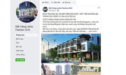Hình ảnh quảng cáo "dự án ma" tại quận 10 có tên Lega Fashion trên facebook. Ảnh: Quang Duy
