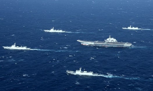 Tàu của hải quân Trung Quốc tập trận quân sự ở Biển Đông tháng 1.2017. Ảnh: AFP.