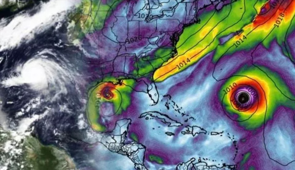 Tin bão mới nhất ngày 20.9 cho thấy 17 cơn bão đang hoạt động cùng lúc. Ảnh: NASA