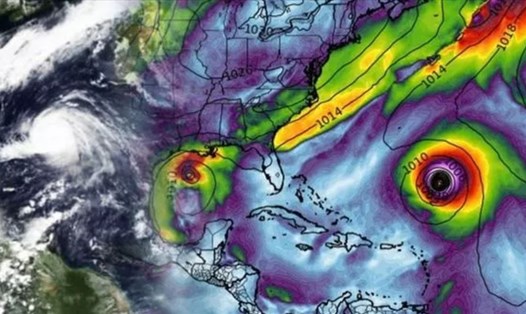 Tin bão mới nhất ngày 20.9 cho thấy 17 cơn bão đang hoạt động cùng lúc. Ảnh: NASA