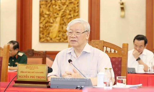 Tổng Bí thư, Chủ tịch nước Nguyễn Phú Trọng phát biểu tại buổi làm việc. Ảnh: TTXVN