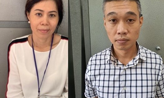 Hai trong số 4 bị can bị tạm giam cùng với nữ kế toán trưởng Trần Thị Lan Hương. Ảnh: Bộ Công an.