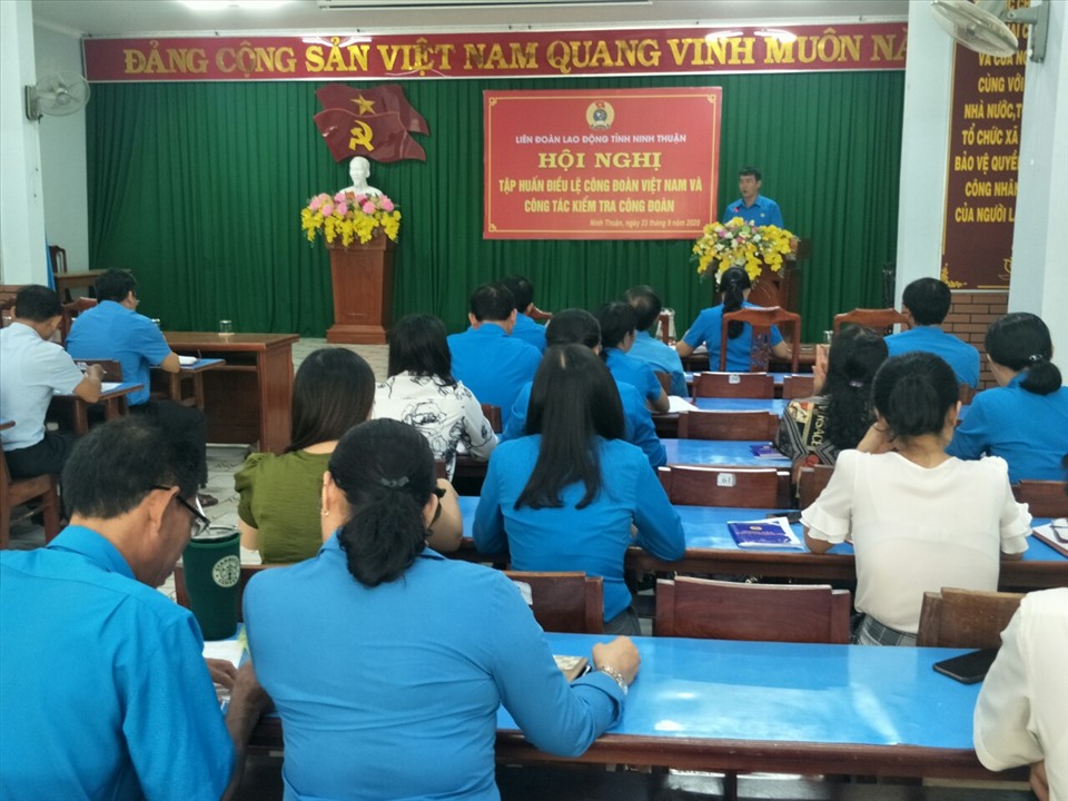 Các đại biểu tham gia lớp tập huấn điểm mới điều lệ Công đoàn Việt Nam và công tác kiểm tra. Ảnh: Lý Thanh