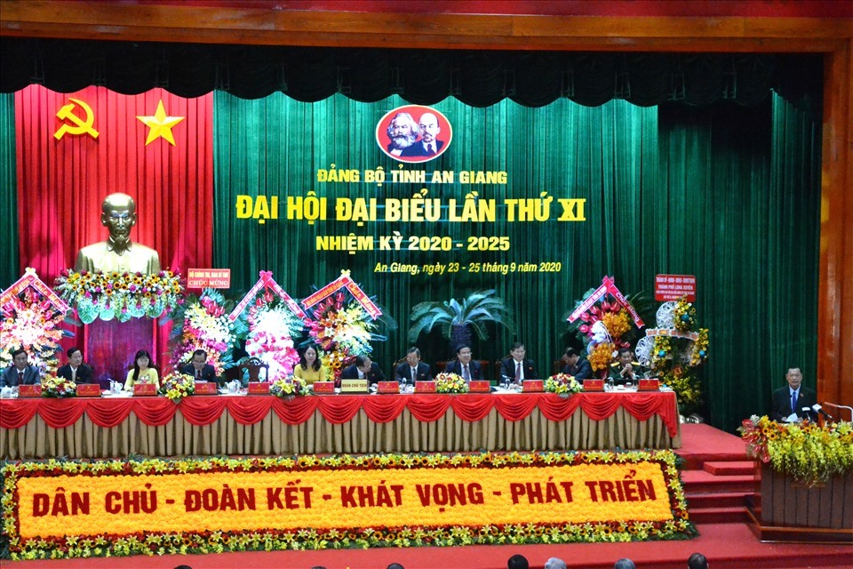 Đại hội đại biểu Đảng bộ tỉnh An Giang lần thứ XI, nhiệm kỳ 2020 - 2025. Ảnh: Lục Tùng