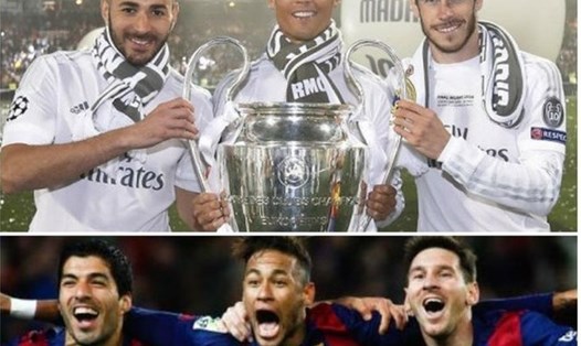 Hai bộ ba tấn công Bale, Ronaldo, Benzema và Suarez, Neymar, Messi đều tan rã hoàn toàn trong năm nay. Ảnh: Sport163.