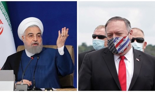 Tổng thống Iran Hassan Rouhani (trái) chỉ trích các biện pháp trừng phạt của Mỹ trong đại dịch COVID-19. Ảnh: AFP