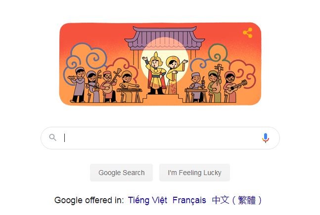 Google Doodle ngày 28.9 tôn vinh nghệ thuật cải lương. Ảnh chụp màn hình.