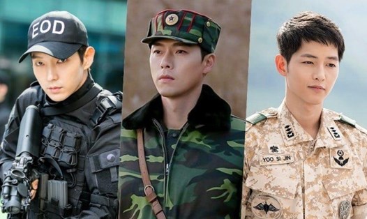 Hyun Bin, Song Joong Ki, Lee Joon Gi điển trai, nam tính trong bộ quân phục. Ảnh chụp màn hình.