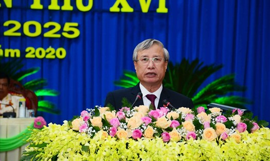 Đồng chí Trần Quốc Vượng - Ủy viên Bộ Chính trị, Thường trực Ban Bí thư phát biểu chỉ đạo tại Đại hội. Ảnh TA