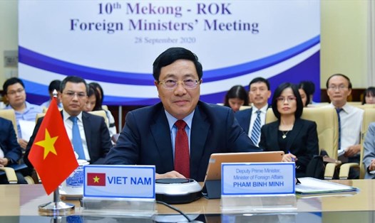 Phó Thủ tướng, Bộ trưởng Ngoại giao Phạm Bình Minh đồng chủ trì Hội nghị Bộ trưởng Ngoại giao Mekong - Hàn Quốc lần thứ 10. Ảnh: BNG
