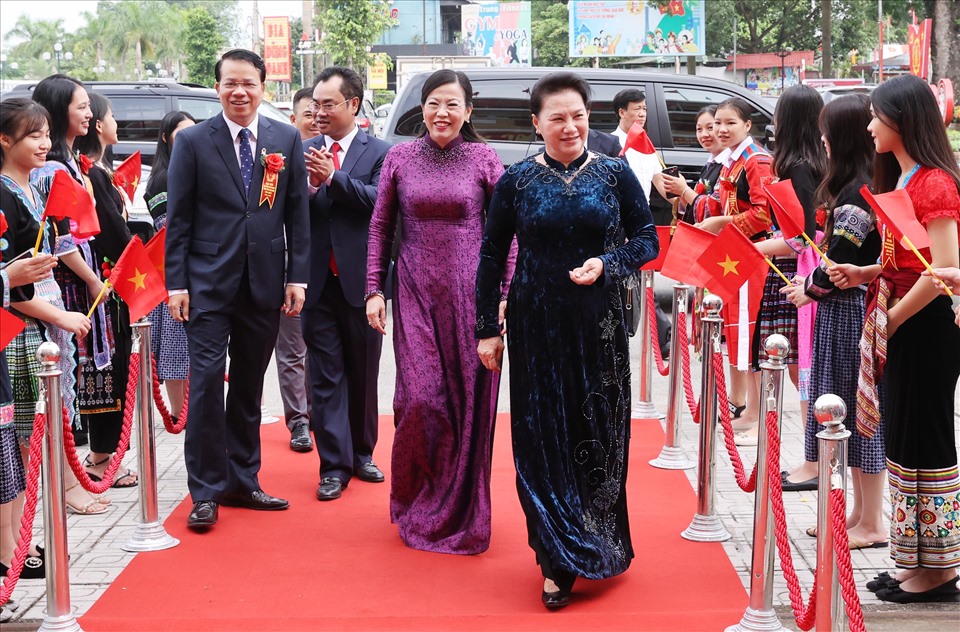 Chủ tịch Quốc hội Nguyễn Thị Kim Ngân dự Đại hội thi đua yêu nước tỉnh Thái Nguyên. Ảnh Báo ĐBND