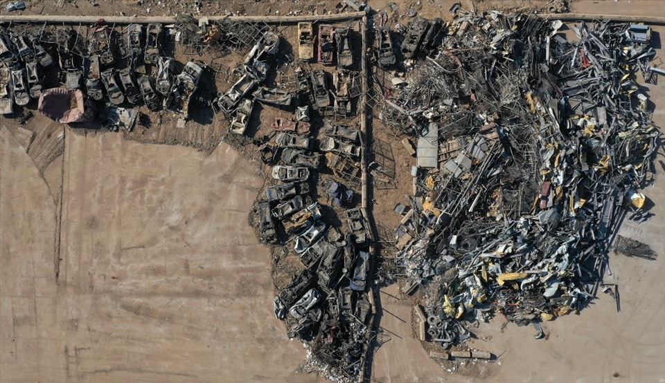 Ảnh chụp tại cảng Beirut, Lebanon cho thấy thiệt hại sau vụ nổ ngày 4.8. Ảnh: AFP.