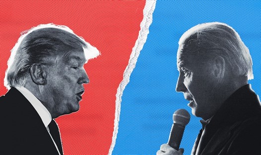 Tổng thống Donald Trump và ông Joe Biden có cuộc tranh luận trực tiếp bầu cử Mỹ 2020 đầu tiên ở Cleveland, bang Ohio, hôm 29.9. Ảnh: NBC.