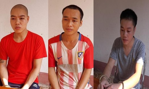 Các bị can Nông Văn Thảo, Trần Văn Đổng, Hà Văn Chuyền bị khởi tố để điều tra, làm rõ hành vi tổ chức cho người khác xuất cảnh trái phép. Ảnh: Công an cung cấp