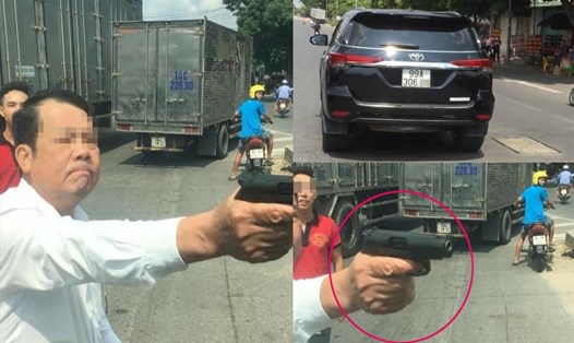 Hình ảnh ông Nguyễn Văn Sướng rút súng đe dọa tài xế. Ảnh: Như Quỳnh