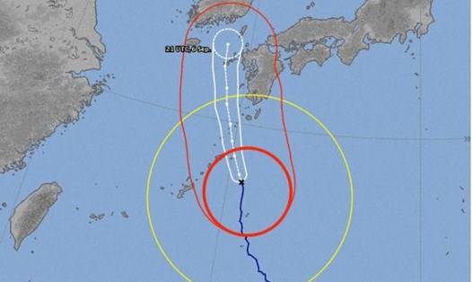 Siêu bão Haishen chuẩn bị đổ bộ Nhật Bản. Ảnh: Cơ quan khí tượng Nhật Bản