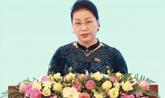 Chủ tịch Quốc hội Nguyễn Thị Kim Ngân - Chủ tịch AIPA 41 phát biểu khai mạc. Ảnh HN