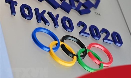Biểu tượng Thế vận hội Tokyo 2020 tại Tokyo, Nhật Bản. Ảnh: AFP