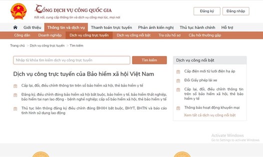Bảo hiểm xã hội Việt Nam triển khai các dịch vụ công trực tuyến về BHXH, BHYT trên Cổng Dịch vụ công Quốc gia. Ảnh: B.H