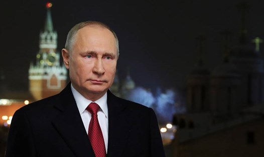 Tổng thống Nga Vladimir Putin đã có bài diễn văn mừng năm mới 2021 trước đêm giao thừa. Ảnh: Russian Presidential Press and Information Office.
