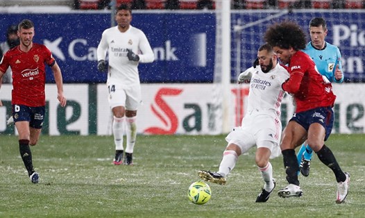 Real Madrid (áo trắng) chỉ có duy nhất 1 cú dứt điểm trúng đích trong cả trận đấu. Ảnh: La Liga