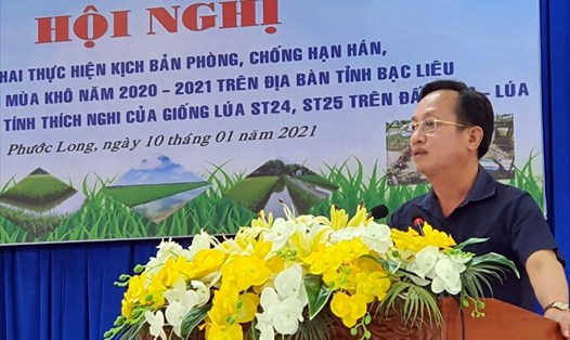 Chủ tịch UBND tỉnh Bạc Liêu Phạm Văn Thiều phát biểu tại hội nghị (ảnh Nhật Hồ)