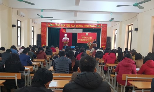 LĐLĐ huyện Quảng Xương tổ chức hội nghị tổng kết phong trào công nhân 2020. Ảnh: N.T