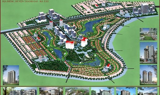 Phối cảnh tổng thể dự án Khu đô thị Mỹ Hưng - Cienco 5 (Thanh Oai, Hà Nội). Ảnh: P.C