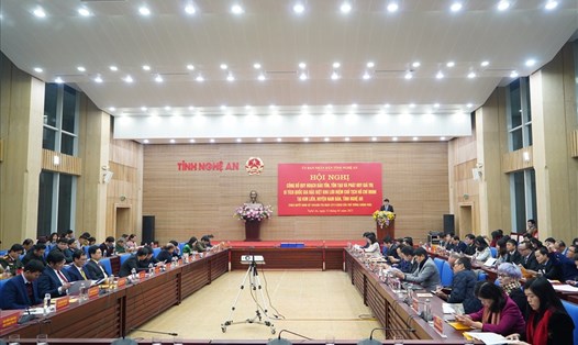 Hội nghị công bố Quyết định của Thủ tướng Chính phủ Phê duyệt Quy hoạch bảo tồn, tôn tạo và phát huy giá trị di tích quốc gia đặc biệt Khu lưu niệm Chủ tịch Hồ Chí Minh tại xã Kim Liên. Ảnh: QĐ
