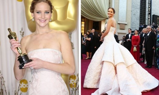 Jennifer Lawrence chi mạnh tay với bộ váy trị giá 92 tỉ đồng cho lần xuất hiện tại giải Oscar năm 2013. Ảnh nguồn: Xinhua.