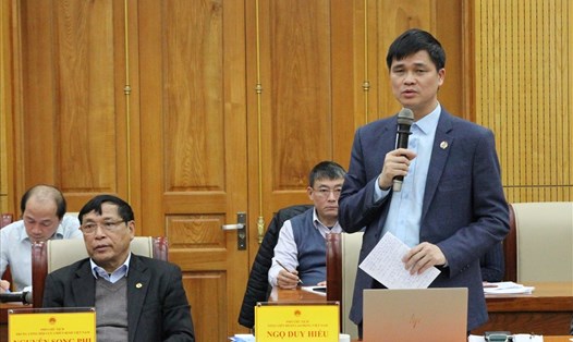 Phó Chủ tịch Tổng Liên đoàn Lao động Việt Nam Ngọ Duy Hiểu phát biểu tại Hội nghị. Ảnh: Phạm Đông