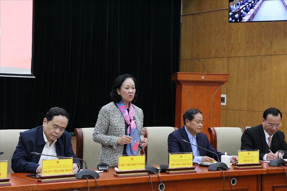 Bà Trương Thị Mai phát biểu kết luận hội nghị. Ảnh: Phạm Đông