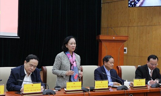 Bà Trương Thị Mai phát biểu kết luận hội nghị. Ảnh: Phạm Đông