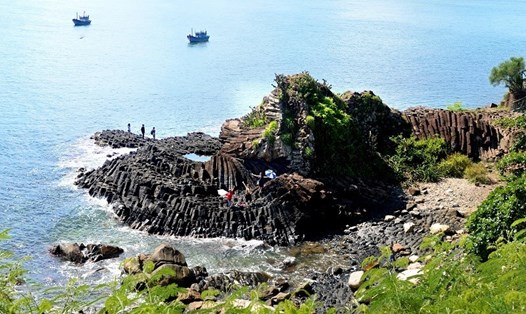 Gành Đá Đĩa, Phú Yên nhìn từ xa. Ảnh: PV.