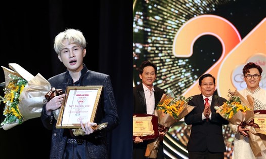 Jack và NSƯT Hoài Linh đoạt giải Mai Vàng 2020. Ảnh: BTC