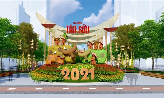 Phối cảnh đường hoa Nguyễn Huệ Tết Tân Sửu 2021. Ảnh: Saigontourist.