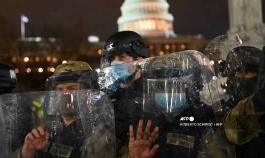 Vệ binh Quốc gia Mỹ được tăng cường ở thủ đô Washington D.C trước lễ nhậm chức của Tổng thống đắc cử Joe Biden. Ảnh: AFP.