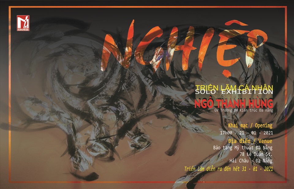 Triển lãm tranh "Nghiệp" với hình ảnh con trâu. Ảnh: BTMTĐN