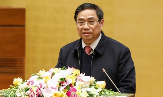 Ông Phạm Minh Chính - Uỷ viên Bộ Chính trị, Bí thư Trung ương Đảng, Trưởng Ban Tổ chức Trung ương phát biểu tại Hội nghị. Ảnh QV