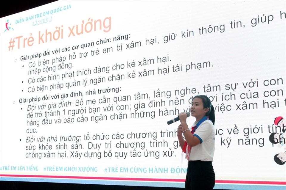 Diễn đàn trẻ em quốc gia. Ảnh Trần Kiều