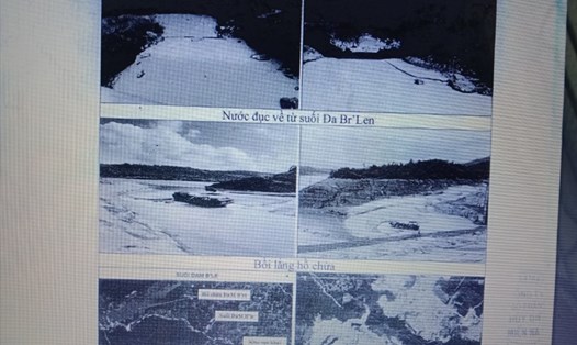 Hình ảnh về nạn bùn, cát từ suối Đa Br"Len đổ về làm ảnh hưởng thủy điện DaM'Bri do Công ty thủy điện miền Nam ghi lại. Ảnh: H.T