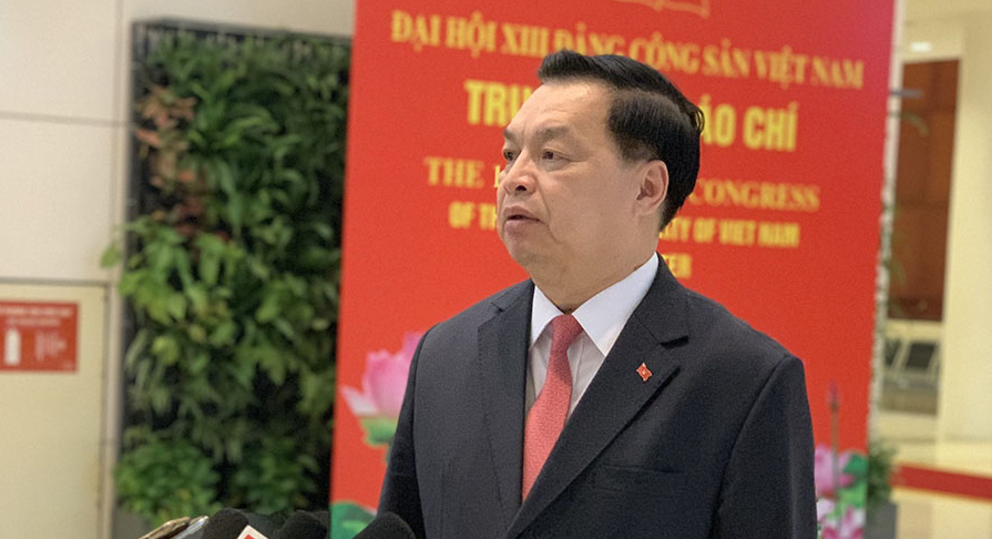 Ông Lê Mạnh Hùng, Phó Trưởng Ban Tuyên giáo Trung ương, Giám đốc Trung tâm báo chí Đại hội XIII. Ảnh T.Vương